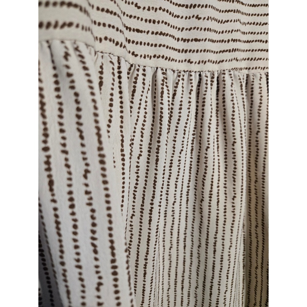 Jodifl Striped Tiered Shirt Dress Beige Brown Cottagecore Boho Midi Medium - Picture 5 of 8